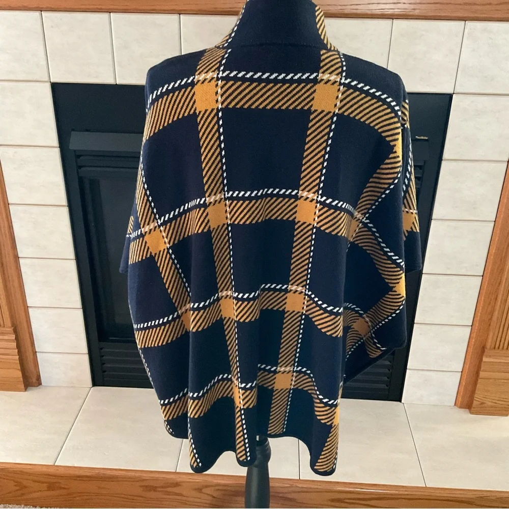 Jones New York Signature Preppy Plaid Poncho, Women’s Sz S - Picture 6 of 9